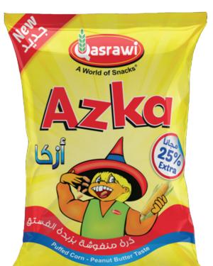 Azka Puffed Corn Peanut Butter Taste أزكا ذرة منفوشة بزبدة الفستق